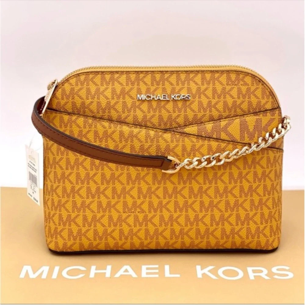 New Michael Kors Dome Crossbody Bag Marigold - Picture 3 of 11